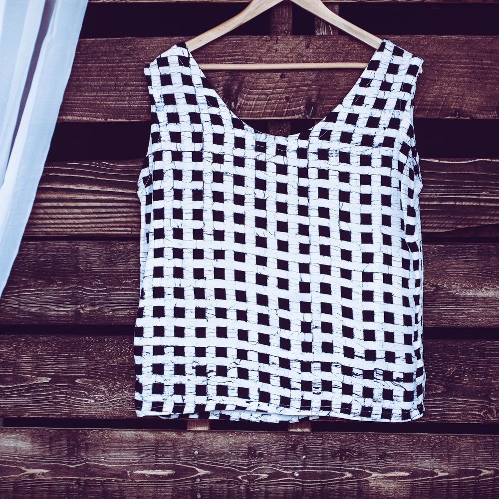 Vintage Crop Top Checkers Sleeveless (A10)